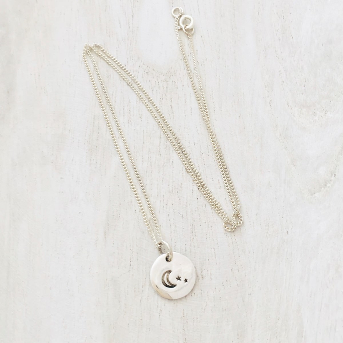 Adjustable Moon & Star Necklace – 925 Sterling Silver Plated Pendant Choker 18-22 Inch