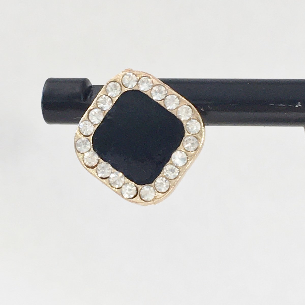 Vintage Black Onyx Stud Earrings, Square Shaped Onyx Stud Earrings...