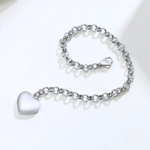 mia love heart charm bracelet silver plated