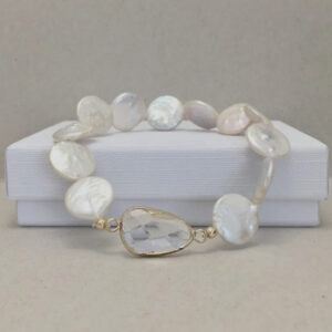 coin pearl bracelet with crystal