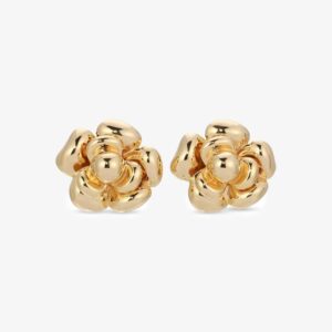 flower stud earrings gold tone