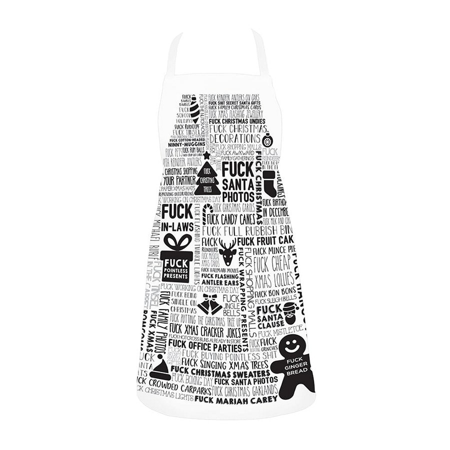 F Word Christmas Apron Black & White - Image 2