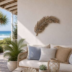 natural driftwood leaf wall art 60cm