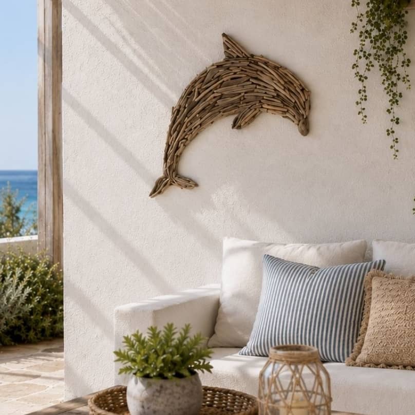 Driftwood Dolphin Wall Art 51x49cm