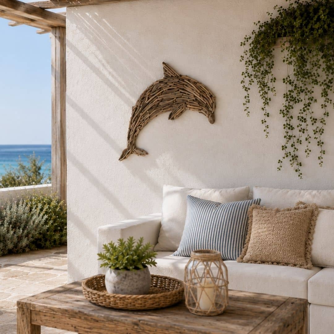 Driftwood Dolphin Wall Art 51x49cm - Image 3