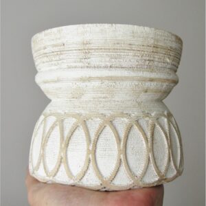 Carved Wood Candle Holder whitewash 12cm