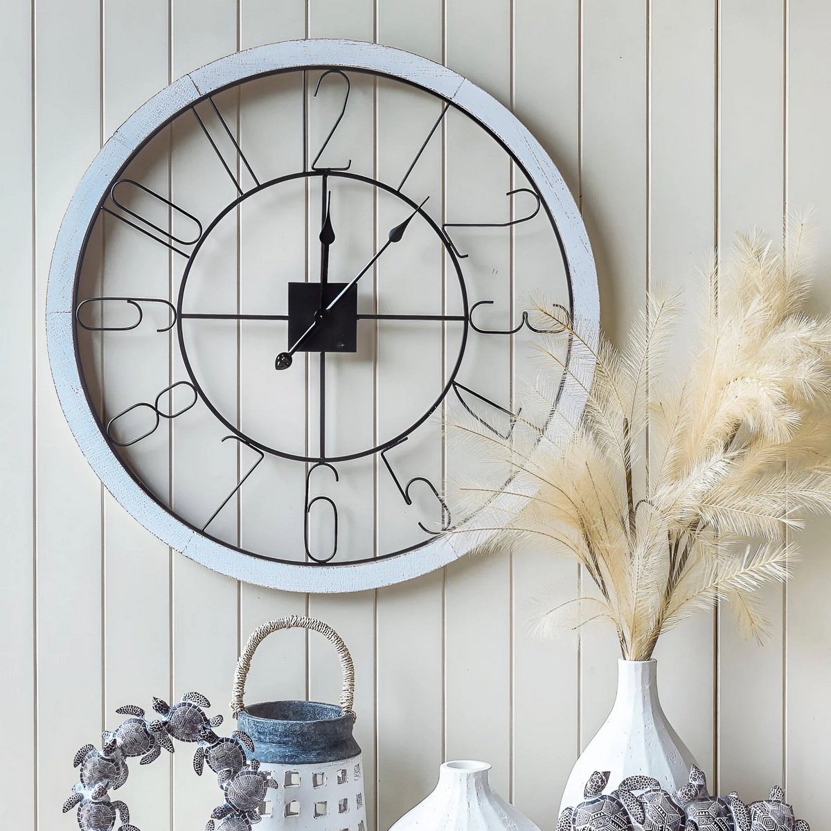 Whitewashed Timber Wall Clock - Image 3