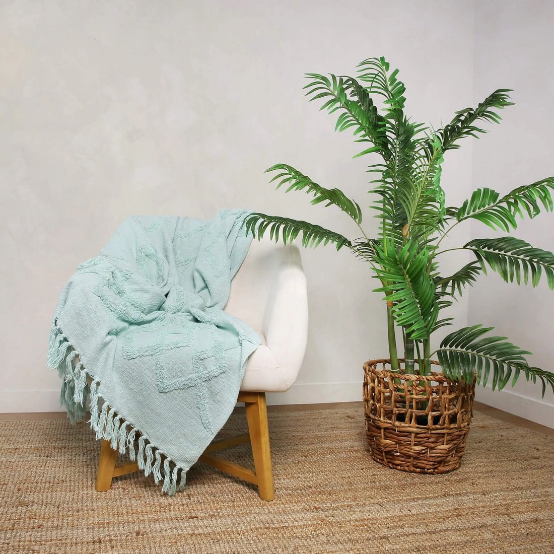 Aqua Cotton Throw Tufted 125x150 - Image 2
