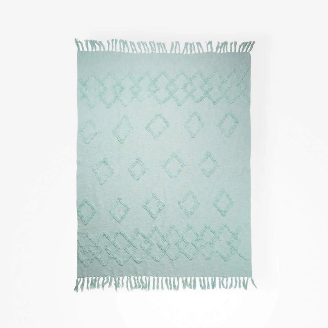 Aqua Cotton Throw Tufted 125x150 - Image 3