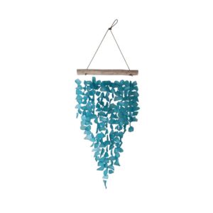 Aqua Seaglass & Driftwood Wind Chime Hanging Mobile
