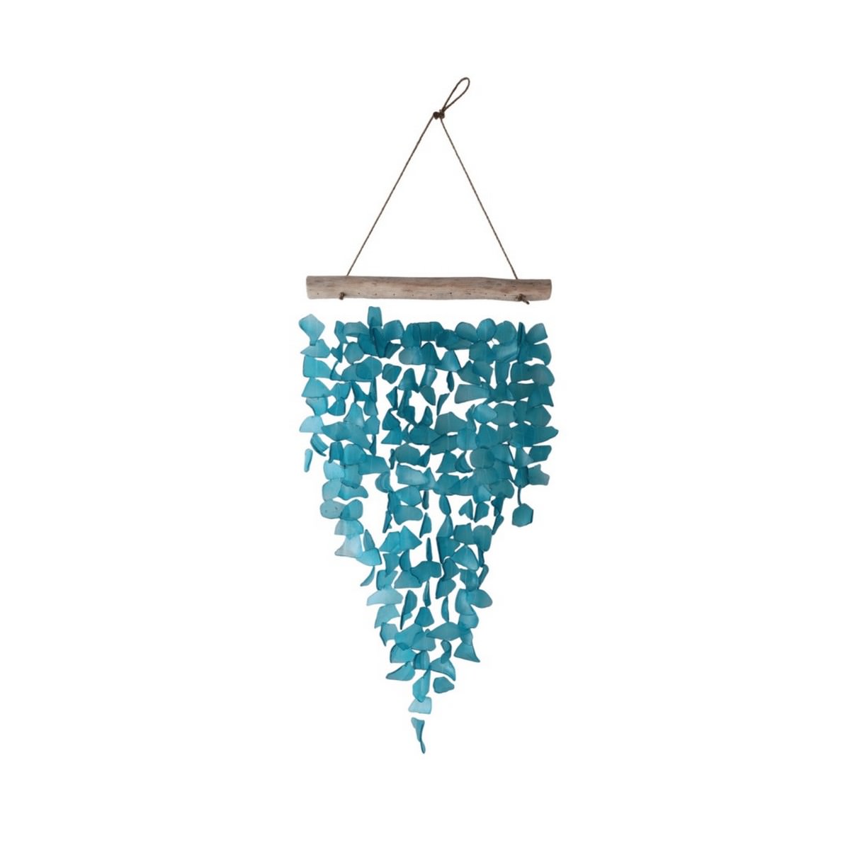 Aqua Seaglass & Driftwood Wind Chime Hanging Mobile