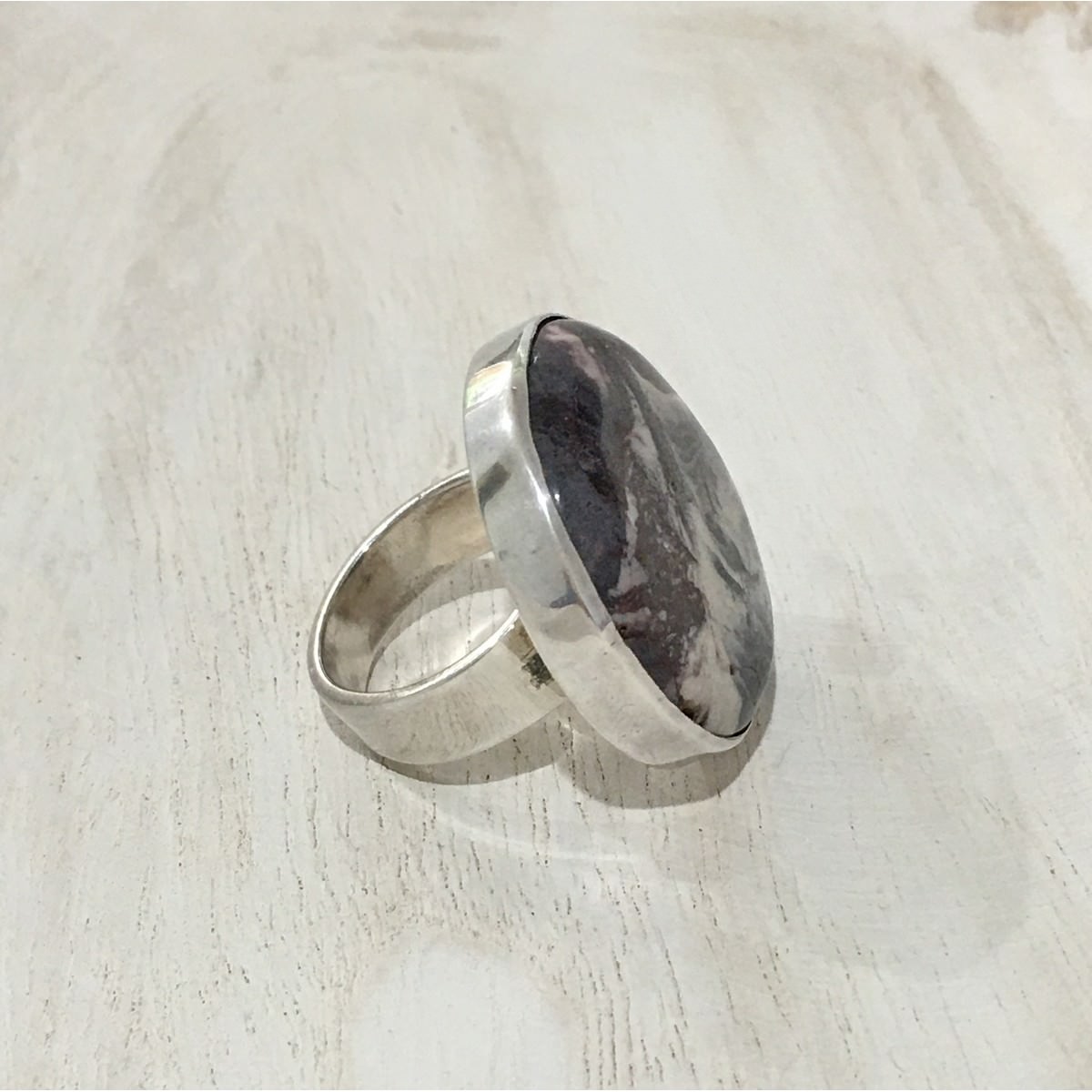 Big Round Jasper Ring Silver - Image 2