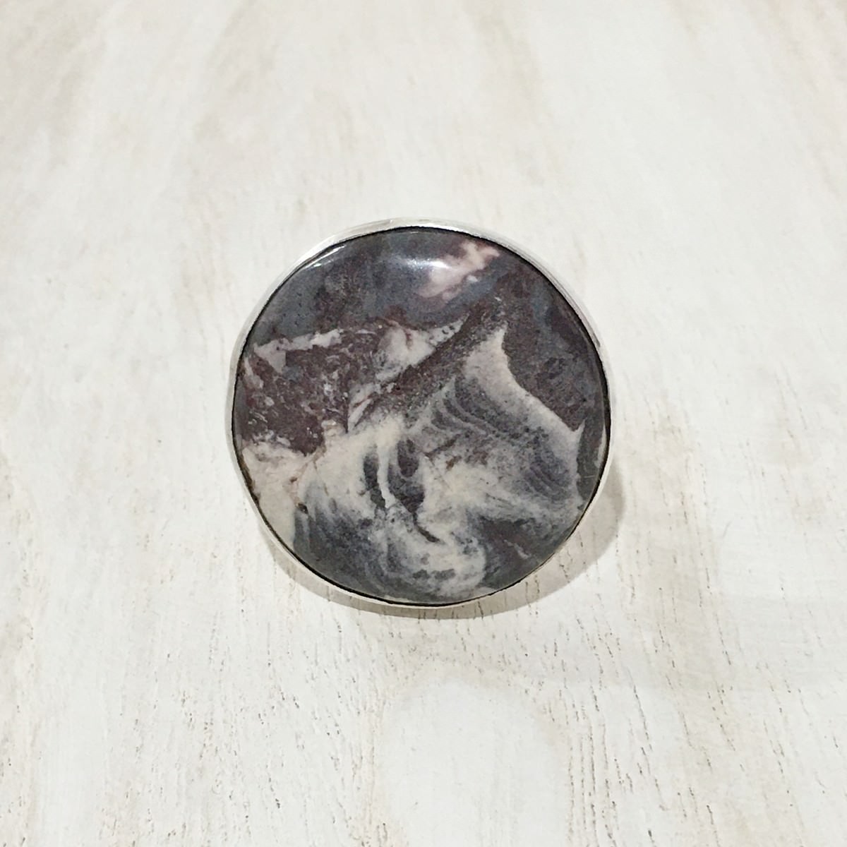 big round jasper ring sterling silver