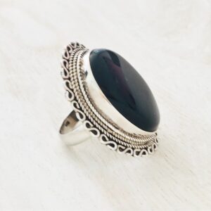 Black Onyx Ring 925 Sterling Silver Big Oval