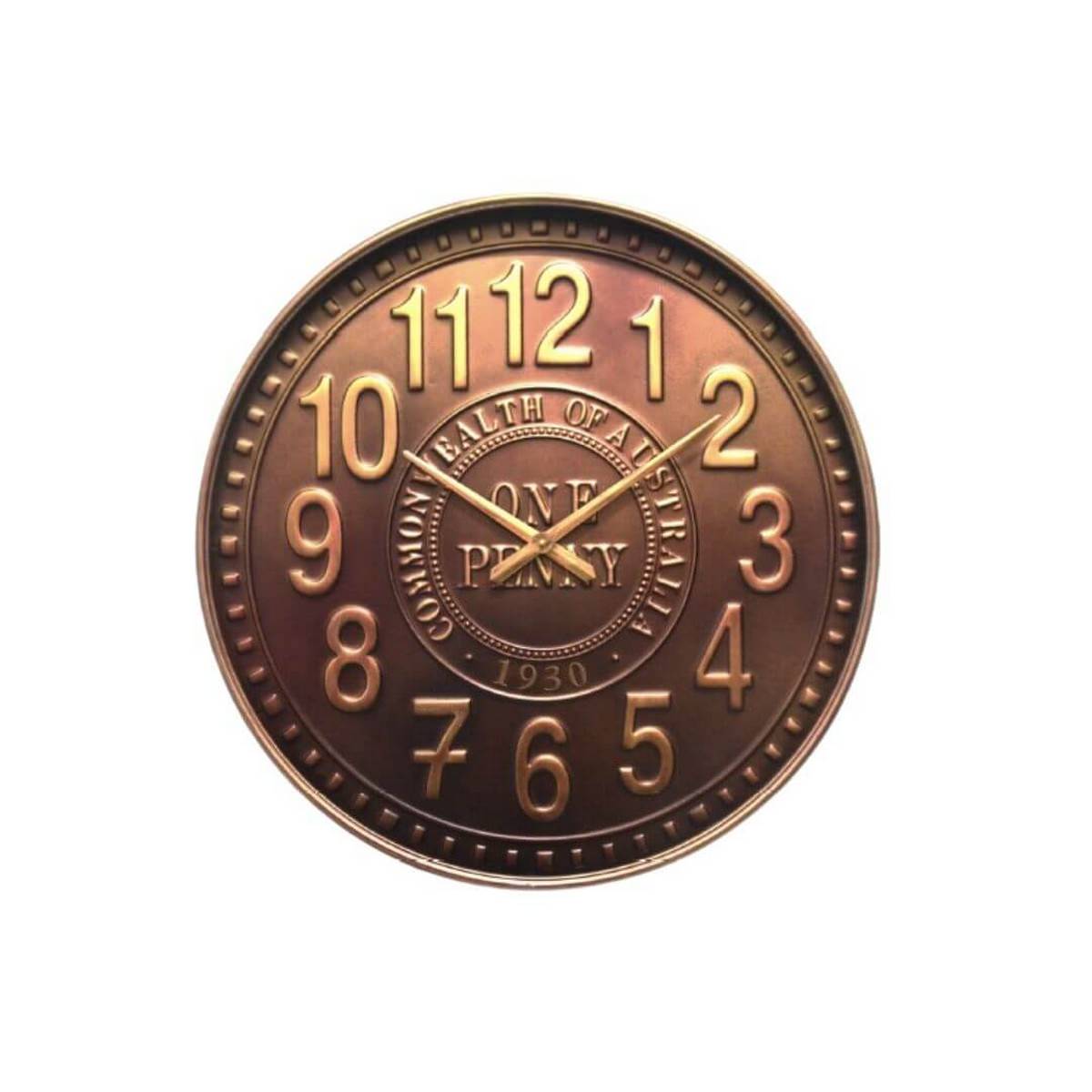 Bronzed Metal Wall Clock Australian One Penny - Image 3