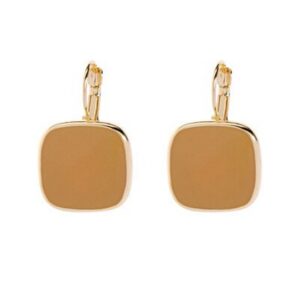 square enamel earrings - caramel color, with lever back closure