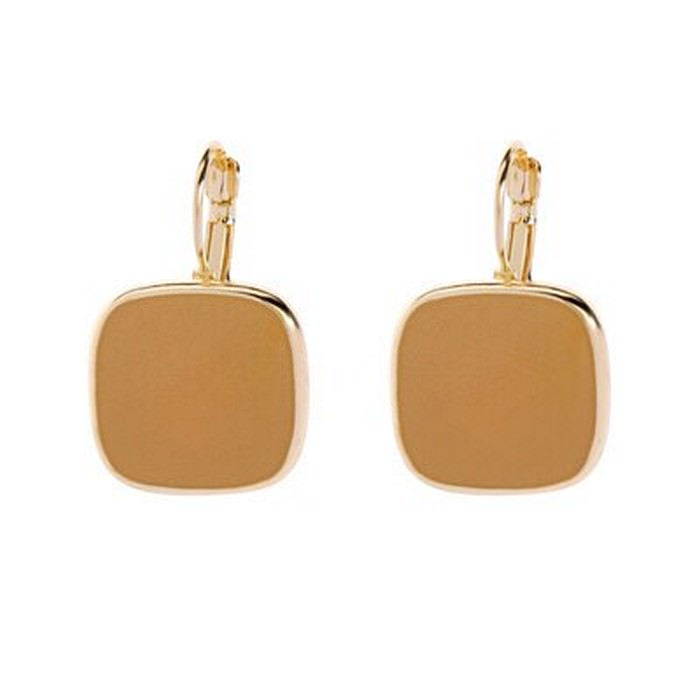 square enamel earrings - caramel color, with lever back closure