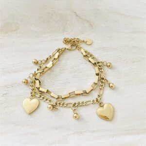 gold heart charm bracelet