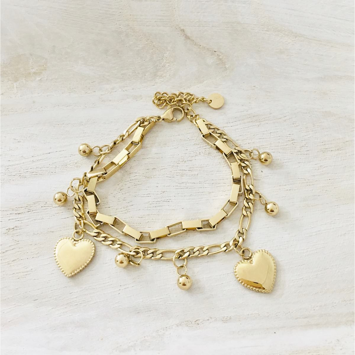 gold heart charm bracelet