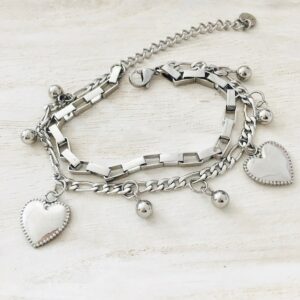 silver heart charm bracelet