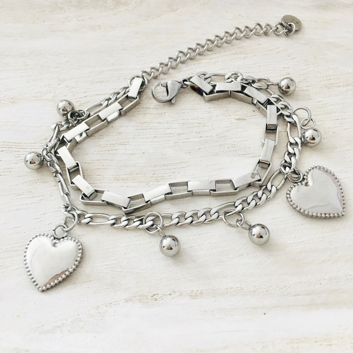 silver heart charm bracelet