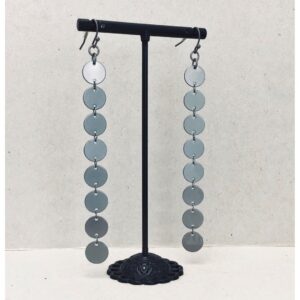Charlie long dangle earrings in gunmetal grey