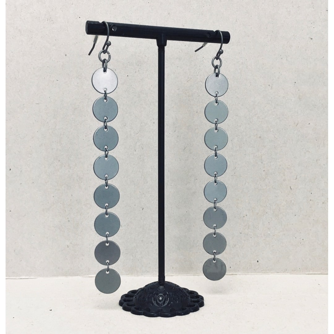 Charlie long dangle earrings in gunmetal grey