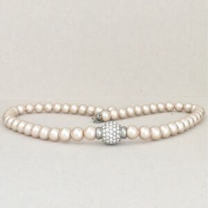 champagne glass pearl choker with crystal fireball magnetic closure