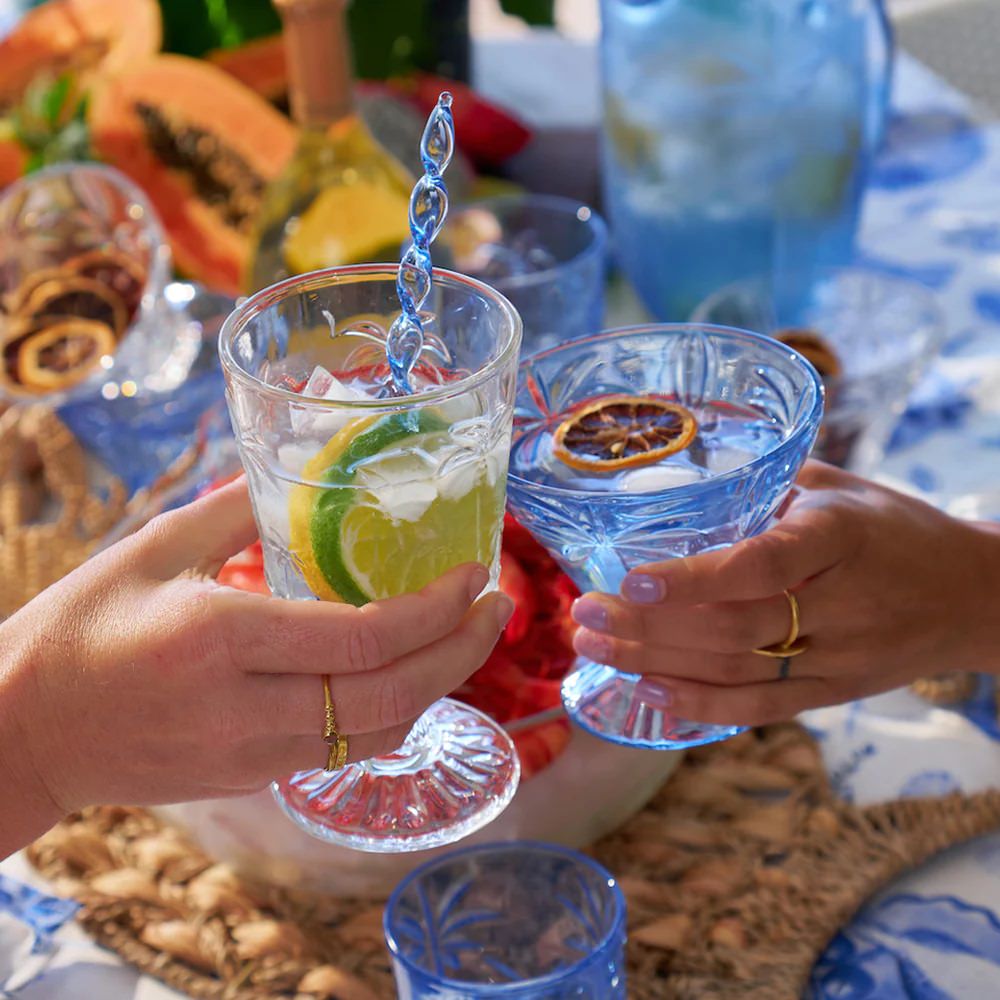 Clear Glass Goblets Palm Tree Set of 4 - Image 3