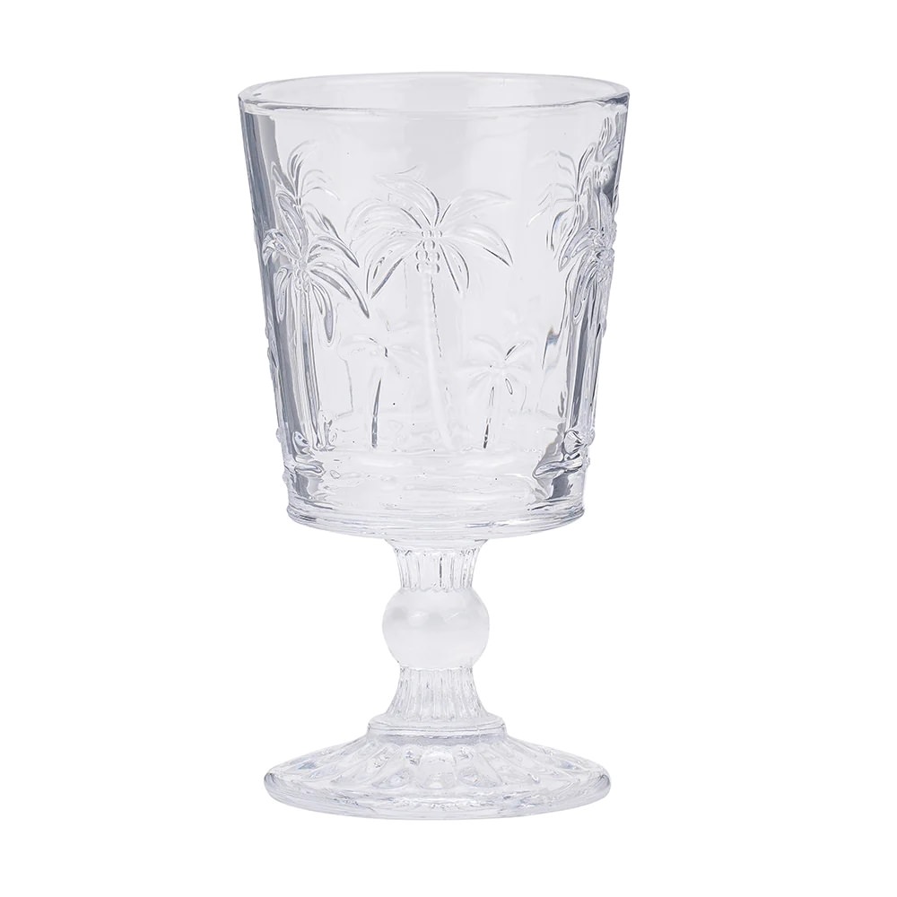 Glass Goblets with palm tree design - set of 4