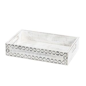 rectangle whitewash timber tray with handle