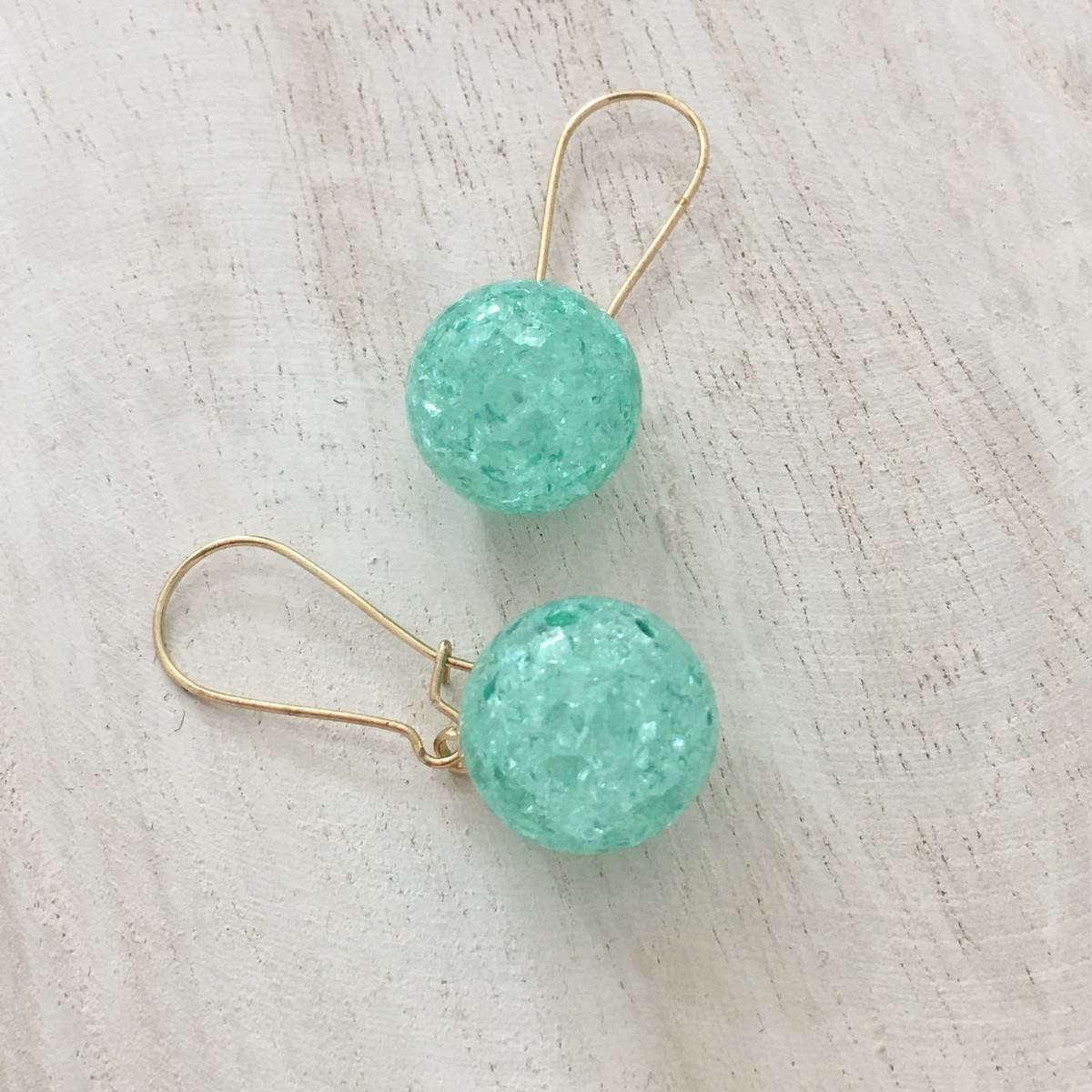 green globe drop earrings