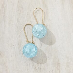 blue krystal ball earrings with gold tone hooks