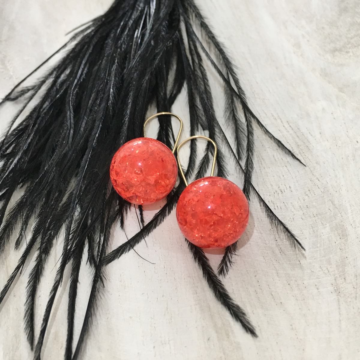 Red Globe Drop Earrings - Image 3