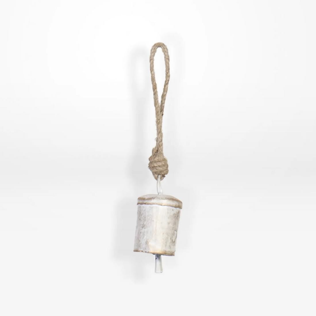 Mini Whitewash Metal Bell with jute