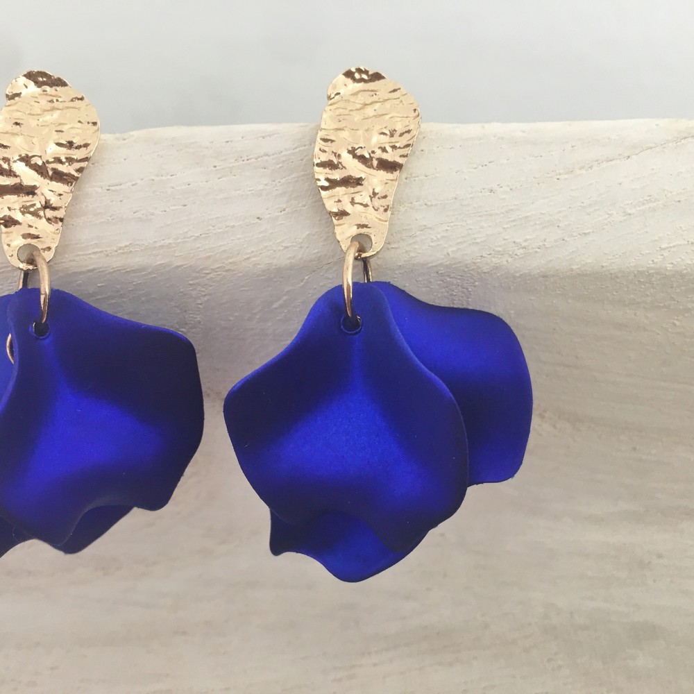 Monica Petal Earrings Blue Velvet - Image 3