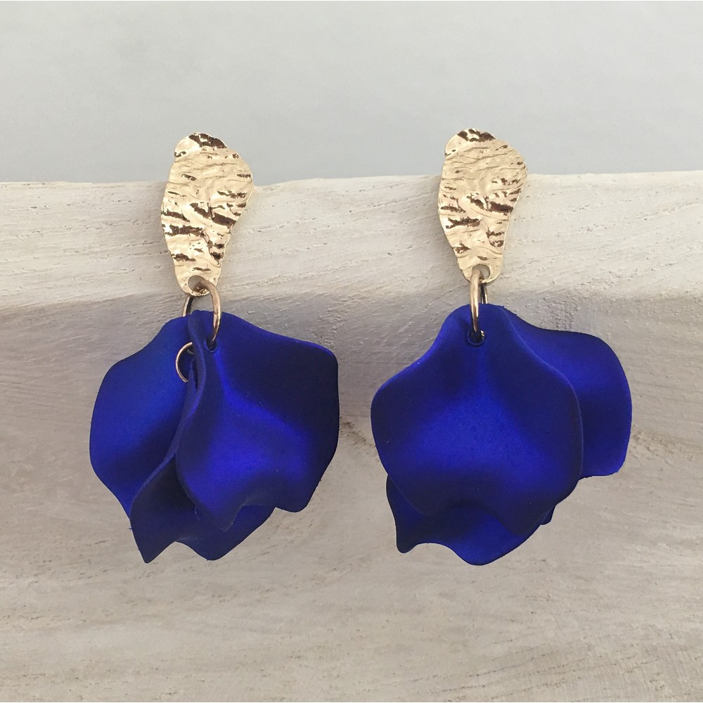 Monica Petal Earrings Blue Velvet - Image 2