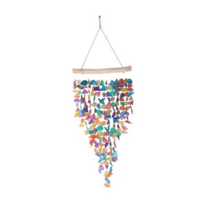 Rainbow Seaglass & Driftwood Wind Chime Hanging Mobile