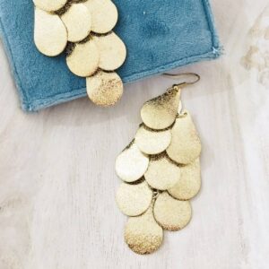 dangling layered teardrop earrings in gold tone
