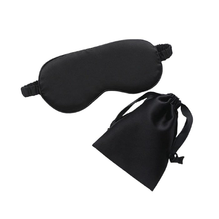 black sleep eye mask with bag