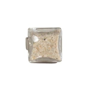 square sand ring in silver with Shelley Beach sand