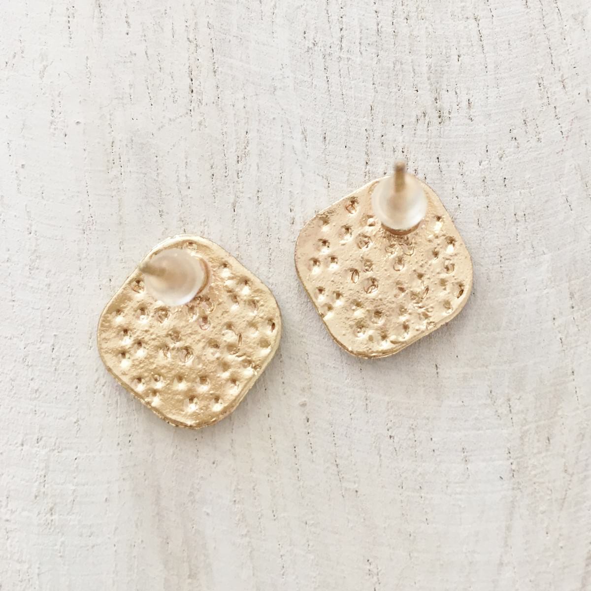 Square Stud Earrings Black and Bling - Image 4