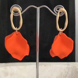 orange petal earrings gold tone