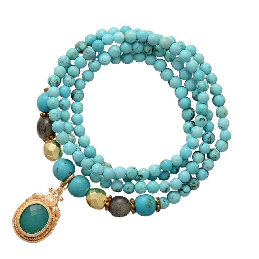 Turquoise Necklace Bracelet Beaded Natural Stone - Image 3