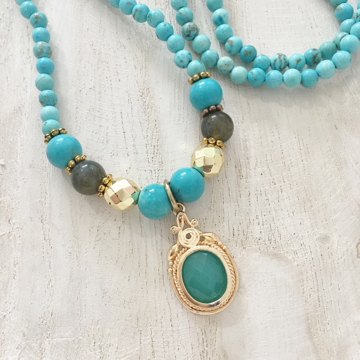 Turquoise Necklace Bracelet Beaded Natural Stone - Image 2