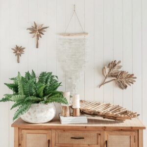 White Seaglass & Driftwood Wind Chime Hanging Mobile