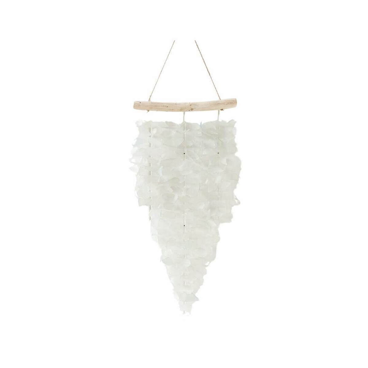 White Seaglass & Driftwood Wind Chime Hanging Mobile - Image 2