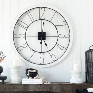 whitewashed timber wall clock