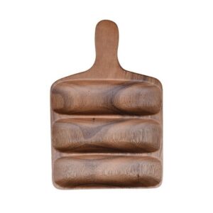 Wood Serving Tray with 3 compartments and handle