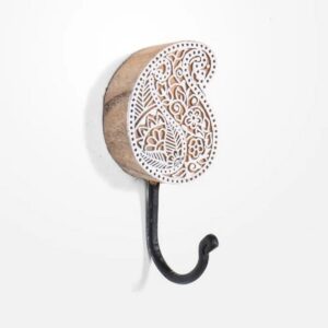 wood wall hook 2 with paisley detail